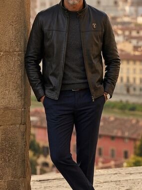 A Collezioni Made in Italy Black Faux Leather Jacket Size M